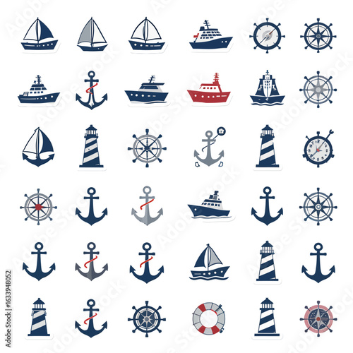 Explore nautical adventures with charming stickers showcasing sailboats, anchors, and lighthouses