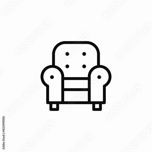 upholstered armchair furniture icon sign vector