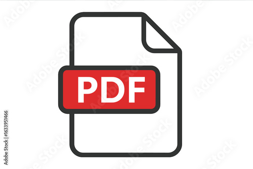 PDF Document Download Icon, File Format Symbol, Flat Modern PDF Logo, Digital File Download Sign, Vector Illustration, Transparent PNG, Printable High-Resolution Clipart, Graphic Resource