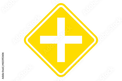 Emergency Vehicles Lane Sign in Yellow Diamond Shape, Traffic Safety Symbol, Road Warning Icon, Transparent Vector Illustration for Transportation and Safety Designs