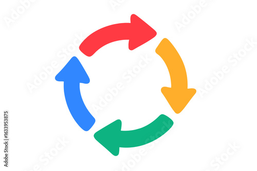 Colorful circular set of arrows vector illustration, vibrant right and next direction icons, transparent background, modern design, navigation symbols for user interface and web