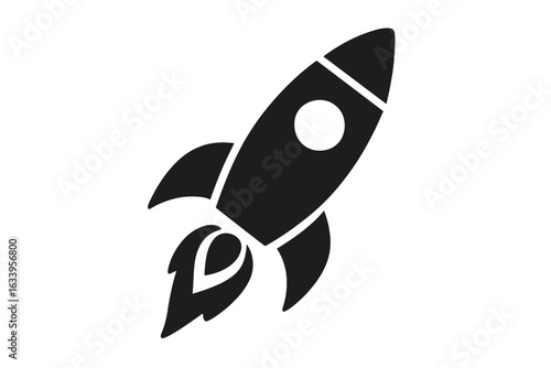 Rocket icon vector symbol isolated on transparent background, modern spaceship design illustration, aerospace technology concept, space exploration, futuristic transport emblem