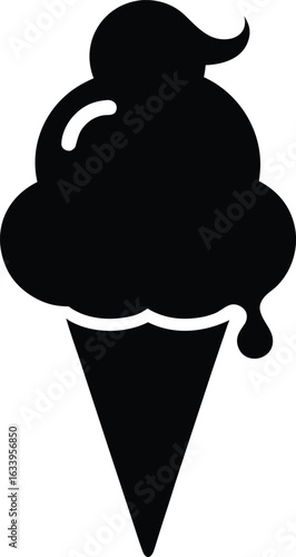 Vector cartoon illustration of delicious chocolate and vanilla ice cream cones on a warm summer day