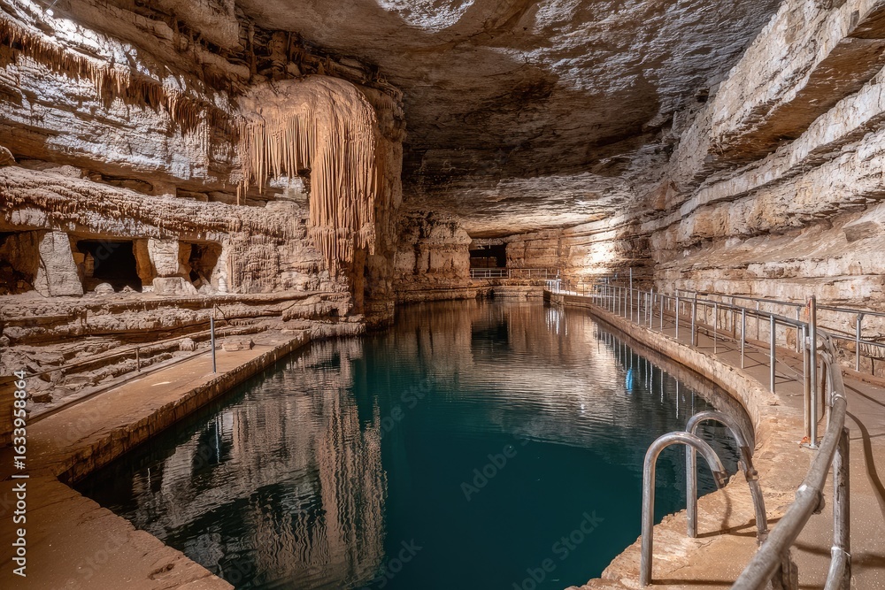 Obraz premium Cave pool, reflecting the cave walls