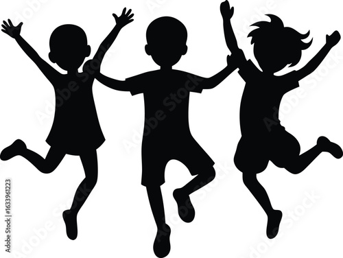 Black vector silhouette illustration of people dancing and running, showing the evolution of the human body through sport and exercise