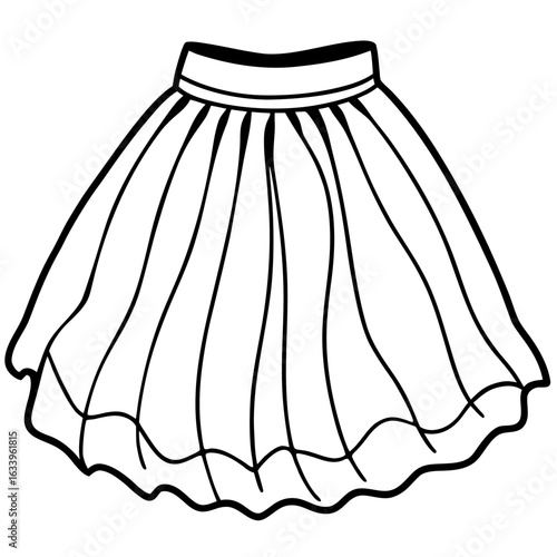 Tulle Skirt Vector on White