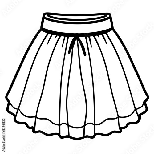 Tulle Skirt Vector on White
