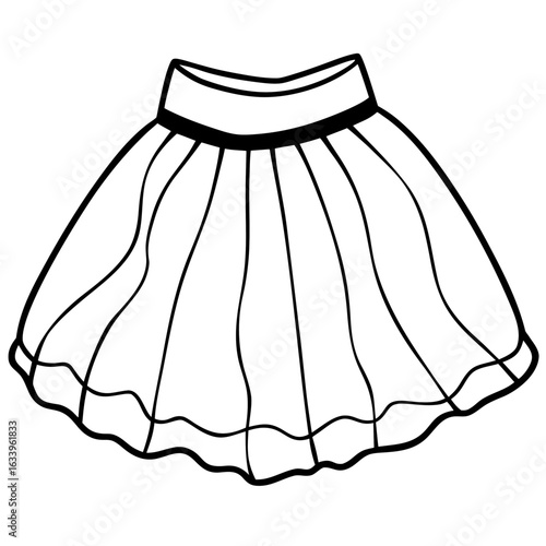 Tulle Skirt Vector on White