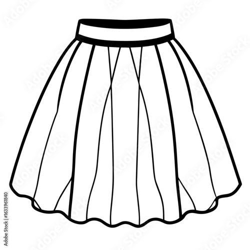 Tulle Skirt Vector on White