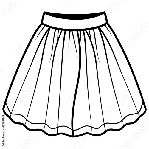 Tulle Skirt Vector on White