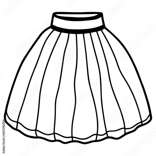 Tulle Skirt Vector on White