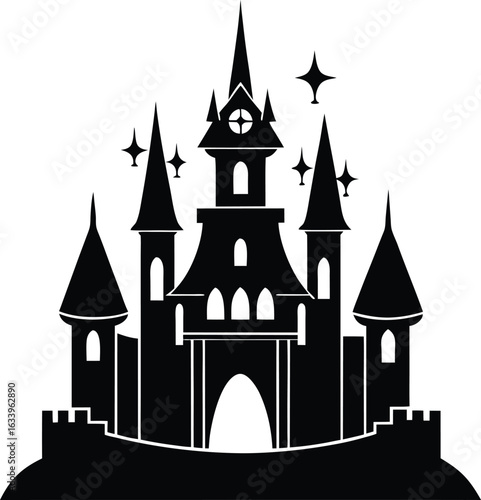 Un dessin animé d'un château médiéval de princesse dans une forteresse fantaisie