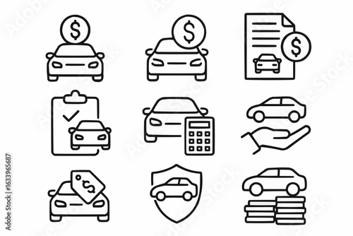car finance icons set