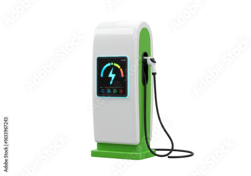 Isolated Electric Vehicle Charging Station with Lightning Bolt Icon