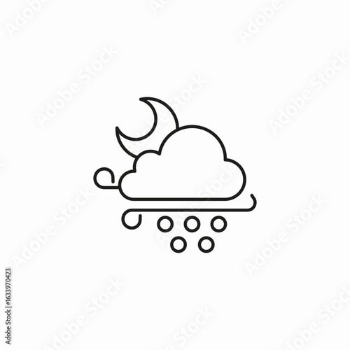 windy hail night icon sign vector