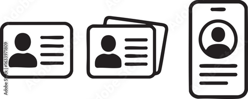 Silhouette identification card and mobile phone profile icon vector design