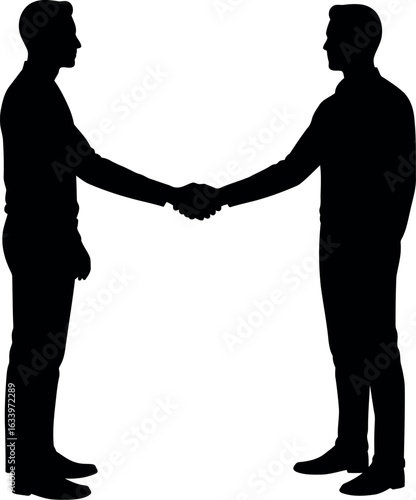 Businessmen silhouettes handshake agreement partnership