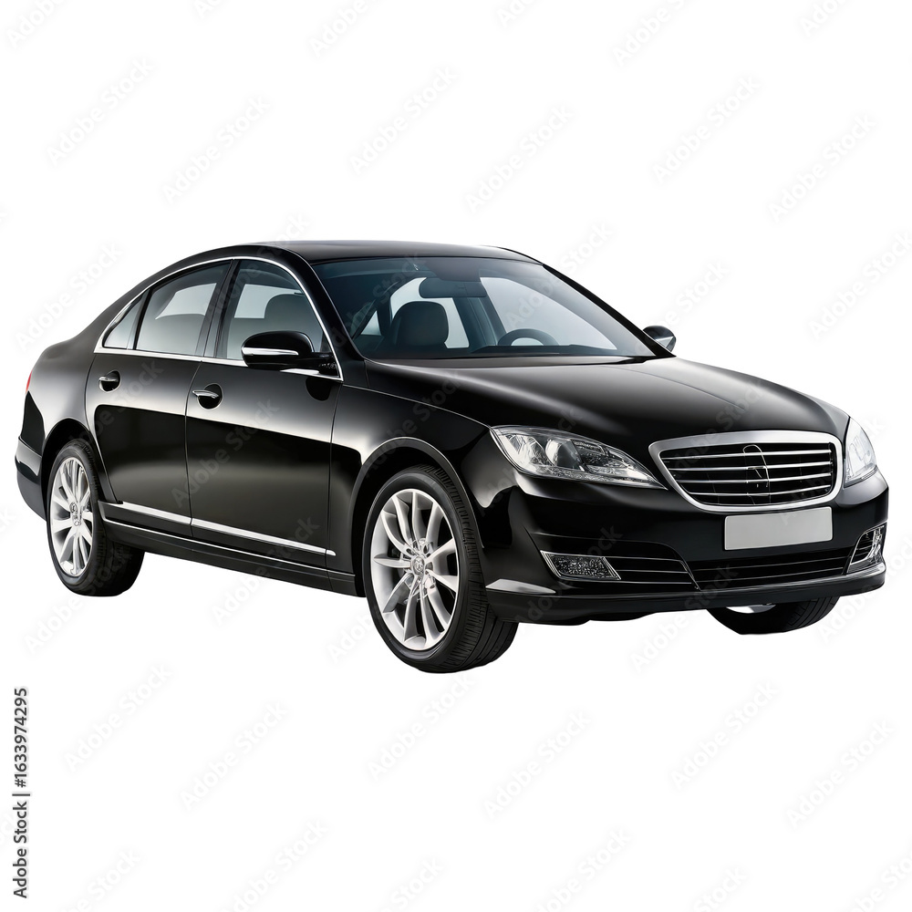 Fototapeta premium black car isolated on transparent white background, clipping path