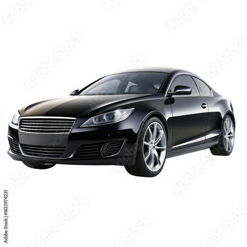 black car isolated on transparent white background, clipping path