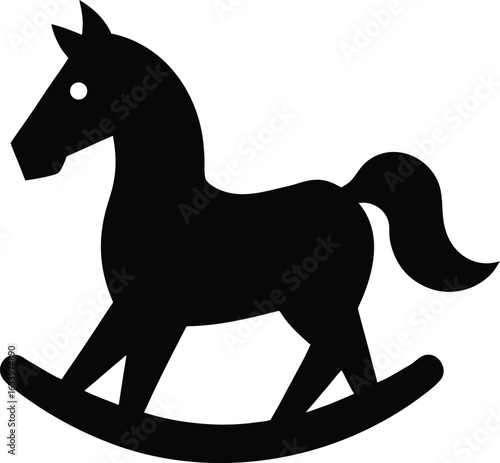 The illustration shows a running black horse silhouette, a wild nature symbol, with a flowing mane and tail