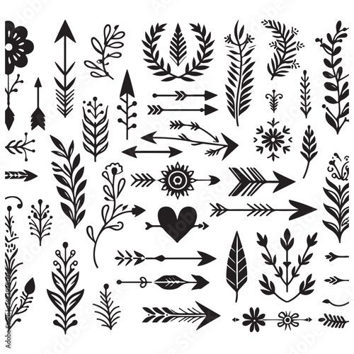 Arrows, floral designs vector elements
