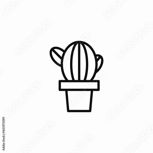 potted cactus plant icon sign vector