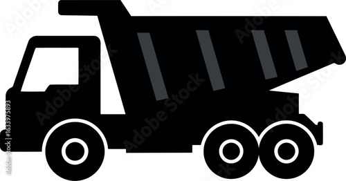 Black silhouette dump truck vector icon