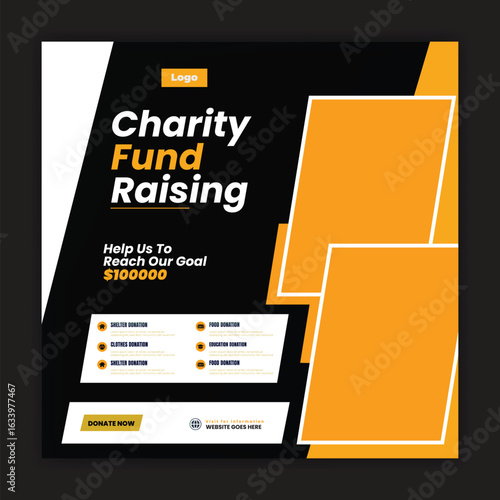 Charity or Fund raising social media template design 