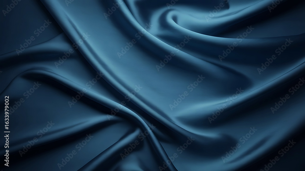 Fototapeta premium Elegant Dark Blue Silk Fabric Background for Fashion Design and Product Displays