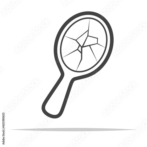 Broken hand mirror outline icon transparent vector isolated