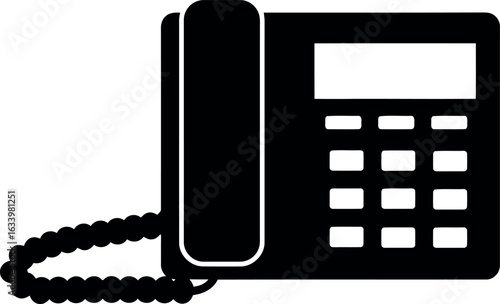 Black office desk phone silhouette icon