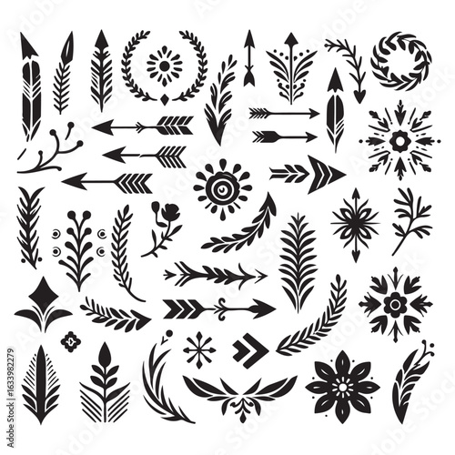Arrows, floral designs vector elements