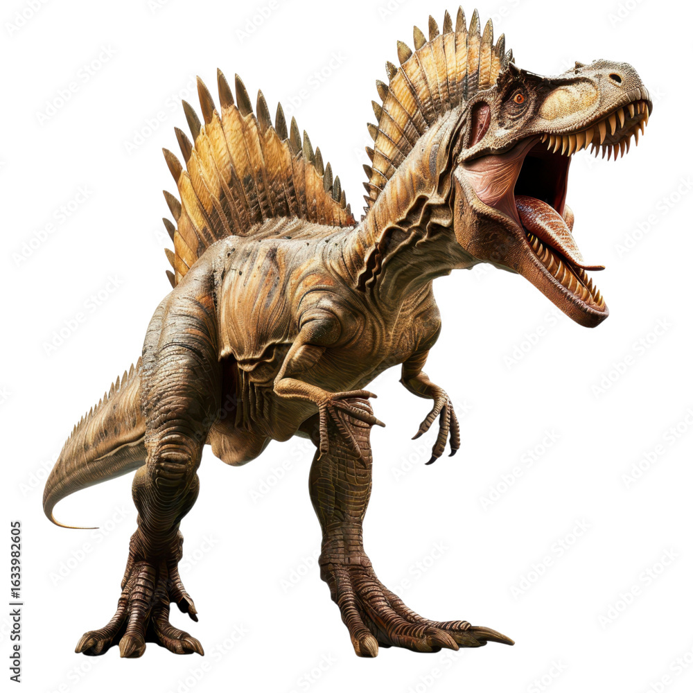 Fototapeta premium Majestic Spinosaurus Roaring with Sharp Teeth and Unique Spines