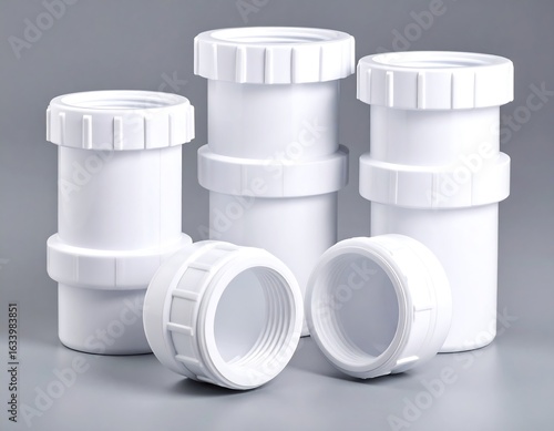 White plastic plumbing connectors (2)