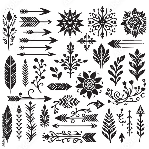 Arrows, floral designs vector elements