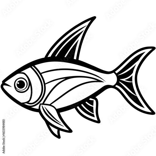 Simple Neon Tetra on White