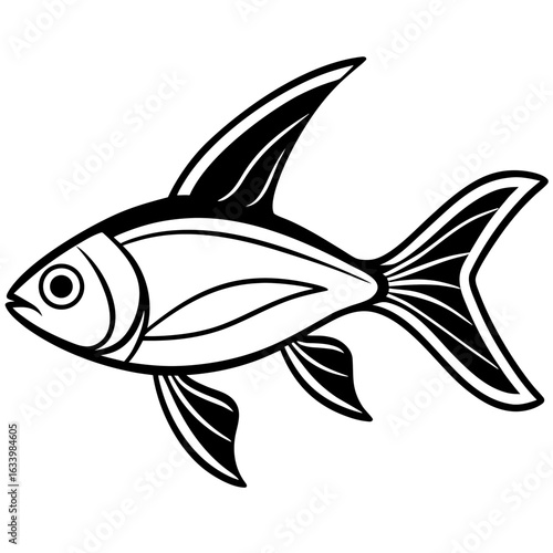 Simple Neon Tetra on White