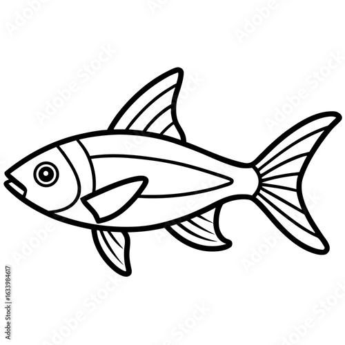 Simple Neon Tetra on White