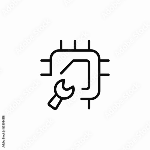 cpu wrench repair icon sign vector