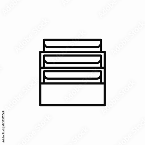 stacked paper trays icon sign vector