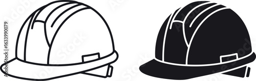 Hard hat icons safety helmet line art silhouette
