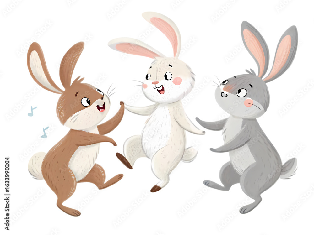 Three Playful Bunnies: A Charming Illustration Three Playful Bunnies: A Charming Illustration