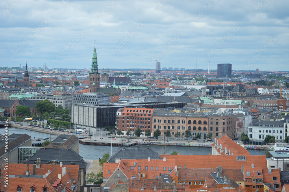 Fototapeta premium Copenhagen, Denmark Skyline its iconic colorful buildings and World's famous Danish Architecture.