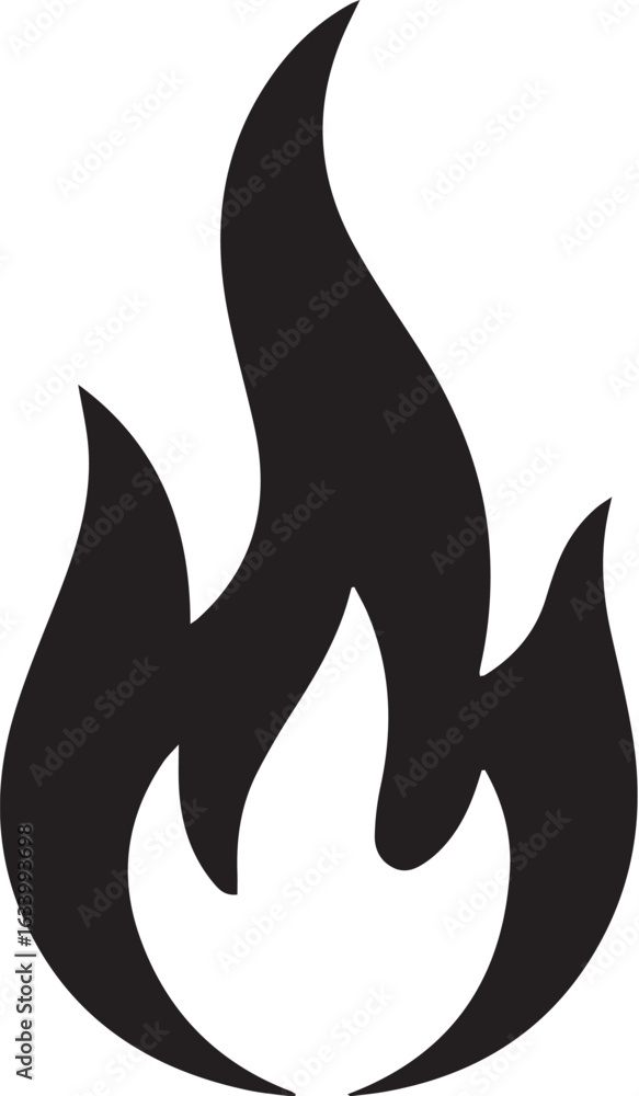 Fototapeta premium Black flame symbol fire heat