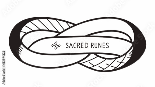 Vector Sacred runes intertwined in circular design, symbolizing unity and mysticism