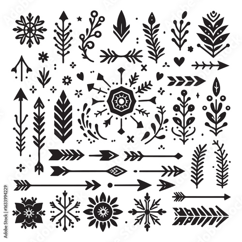 Arrows, floral designs vector elements