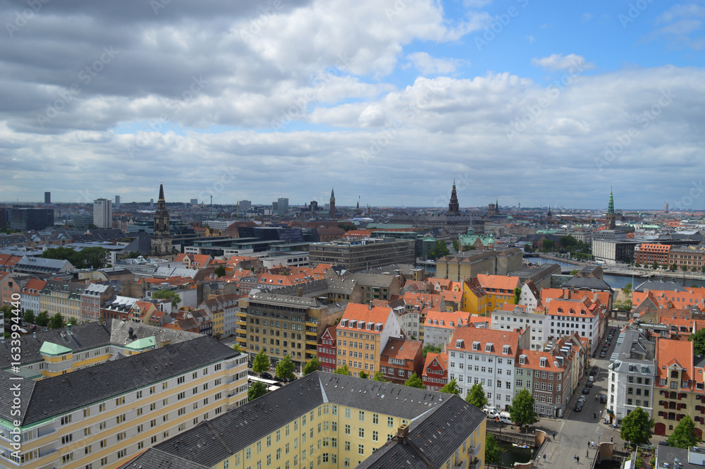 Obraz premium Copenhagen, Denmark Skyline its iconic colorful buildings and World's famous Danish Architecture.