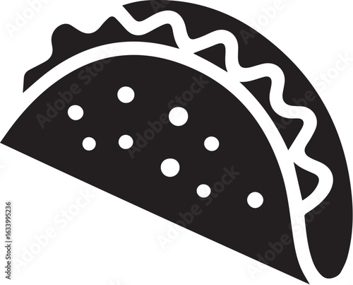 Black taco silhouette with white dots food mexican