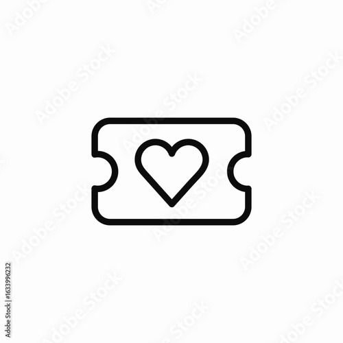heart love ticket icon sign vector