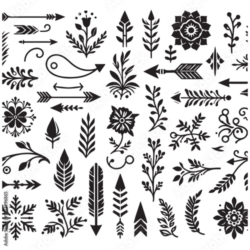 Arrows, floral designs vector elements